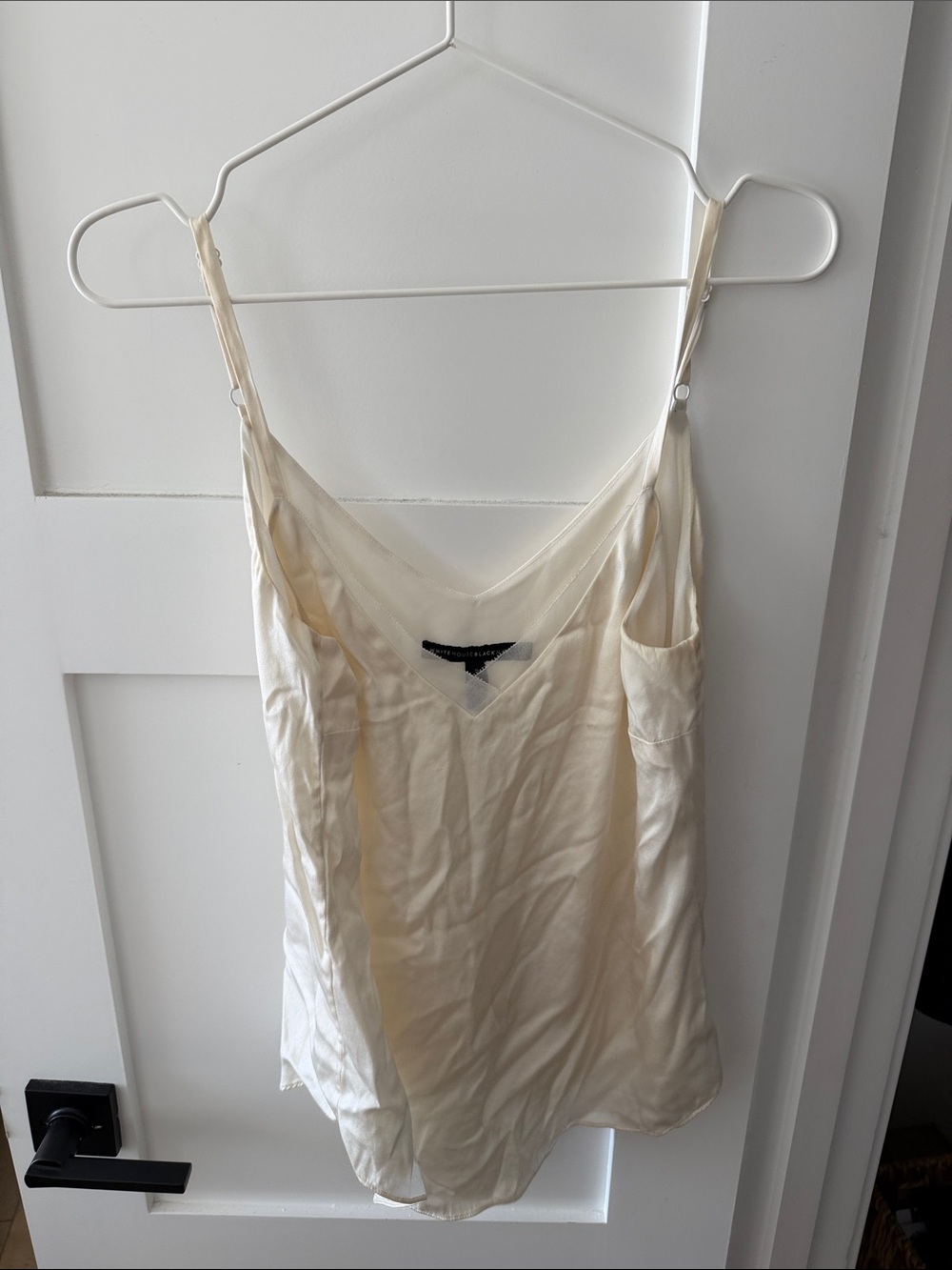 White House Black Market Ivory Silk V-Neck Cami